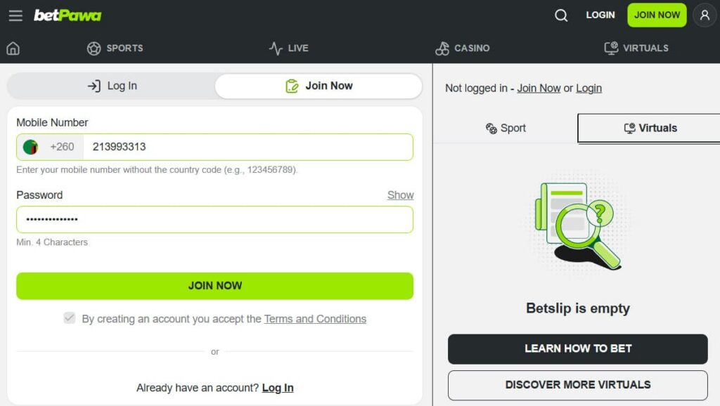 betpawa registration